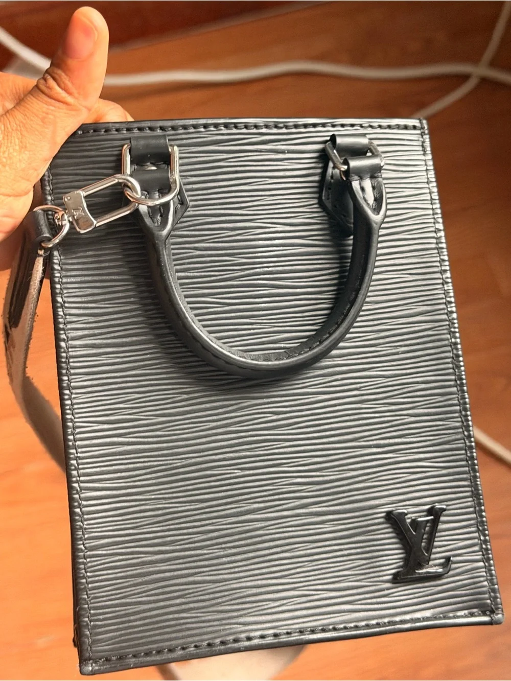 Louis Vuitton Black Epi Leather Mini Tote with Silver Hardware